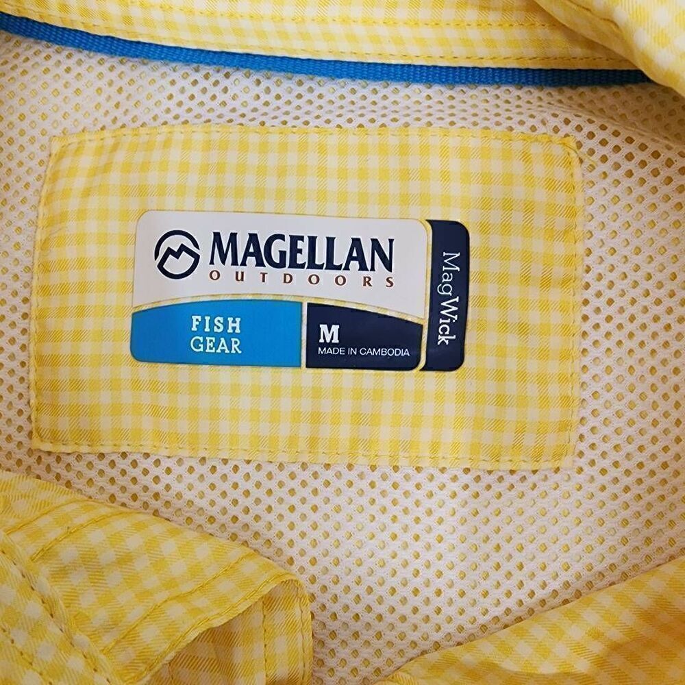 Magellan Size M Fish Gear Long-Sleeve Yellow Button-up Mag-wick Shirt O20 - Picture 5 of 7